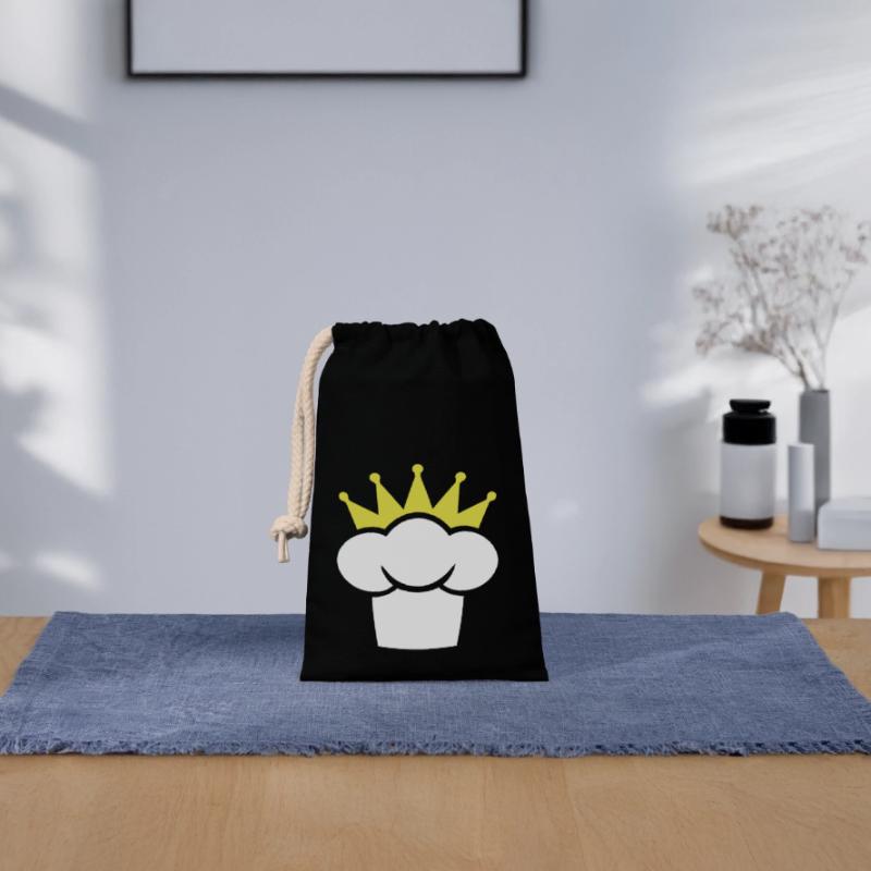 Crown King Chef Kitchen Chef Hat Master Closable cotton gift bag (14x20cm)