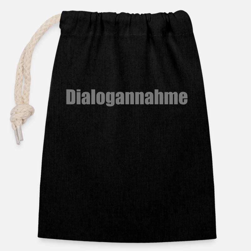 Dialogannahme - Design-Farbe wählbar - Verschließbarer Geschenkbeutel aus Baumwolle (14x20cm) - Schwarz