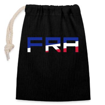 Drapeau FRA France France couleurs bleu blanc rouge - Sac cadeau en coton avec cordon (14 x 20 cm) - noir - Devant