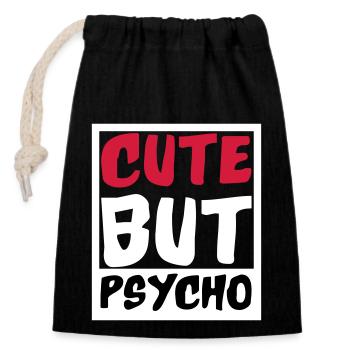 Cute but Psycho | Colors changeable - Closable cotton gift bag (14x20cm) - black - Front