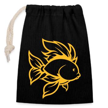 goldfish - Closable cotton gift bag (14x20cm) - black - Front