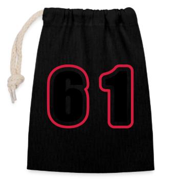 61 Number College - Closable cotton gift bag (14x20cm) - black - Front