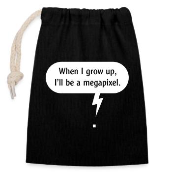 When I Grow Up, I’ll Be A Megapixel. (Pixel / W) - Verschließbarer Geschenkbeutel aus Baumwolle (14x20cm) - Schwarz - Vorne