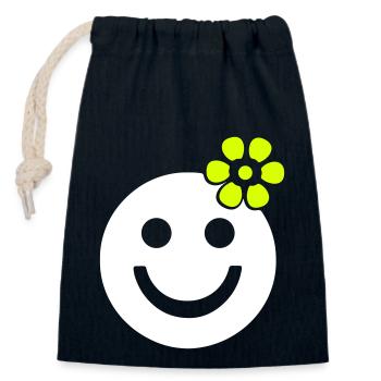 été printemps fleur gaie tournesol - Sac cadeau en coton avec cordon (14 x 20 cm) - bleu marine - Devant