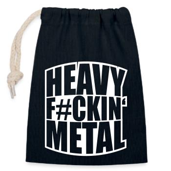 Heavy F#ckin' Metal Hard Rock Musik Texte Spruch - Sac cadeau en coton avec cordon (14 x 20 cm) - bleu marine - Devant