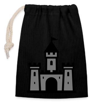 Château Symbole Château - Sac cadeau en coton avec cordon (14 x 20 cm) - noir - Devant