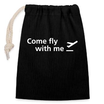 Come fly with me - Verschließbarer Geschenkbeutel aus Baumwolle (14x20cm) - Schwarz - Vorne
