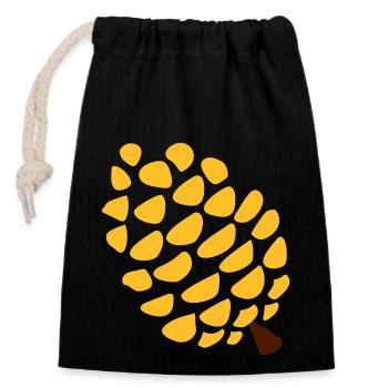 Yoga pomme de pin glande pinéale - Sac cadeau en coton avec cordon (14 x 20 cm) - noir - Devant