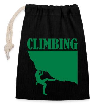 climbing - Closable cotton gift bag (14x20cm) - black - Front