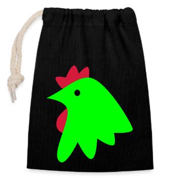 Rooster - Closable cotton gift bag (14x20cm) - black - Front