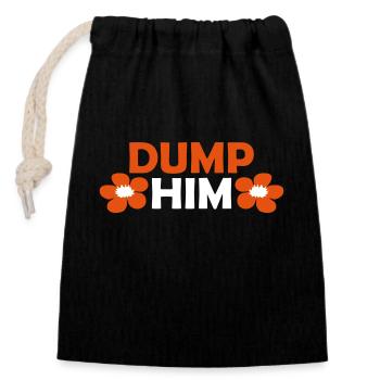 dump him quote logo - Closable cotton gift bag (14x20cm) - black - Front