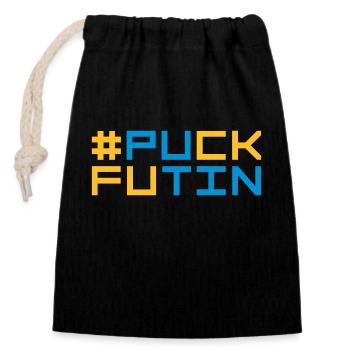 puck futin logo design - Closable cotton gift bag (14x20cm) - black - Front