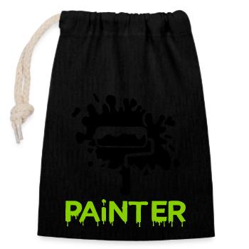 painting painter2 - Closable cotton gift bag (14x20cm) - black - Front