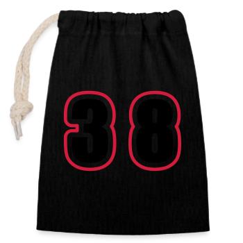 38 Number College - Closable cotton gift bag (14x20cm) - black - Front