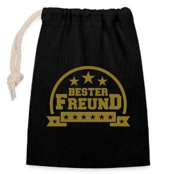 Bester Freund - Verschließbarer Geschenkbeutel aus Baumwolle (14x20cm) - Schwarz - Vorne