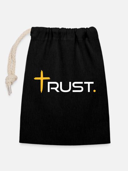 Confiance par CSDESIGN - Sac cadeau en coton avec cordon (14 x 20 cm) - noir