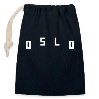Oslo - Sac cadeau en coton avec cordon (14 x 20 cm) - bleu marine - Devant