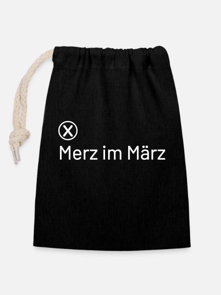 Friedrich Merz im März - Verschließbarer Geschenkbeutel aus Baumwolle (14x20cm) - Schwarz