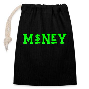 Money - Closable cotton gift bag (14x20cm) - black - Front