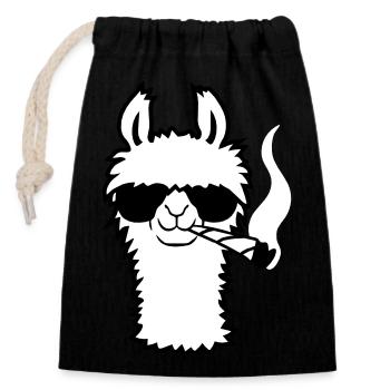 Lama With Joint - Closable cotton gift bag (14x20cm) - black - Front