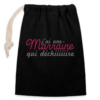 Marraine qui déchire - Sac cadeau en coton avec cordon (14 x 20 cm) - noir - Devant