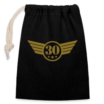 30 Emblem - Sac cadeau en coton avec cordon (14 x 20 cm) - noir - Devant