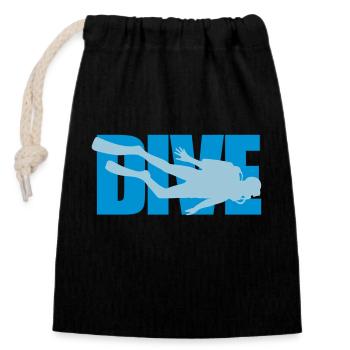 text dive logo sport diver fun club under - Closable cotton gift bag (14x20cm) - black - Front