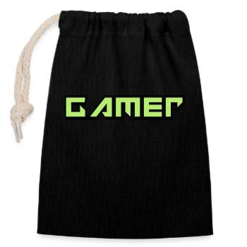 Gamer - Verschließbarer Geschenkbeutel aus Baumwolle (14x20cm) - Schwarz - Vorne