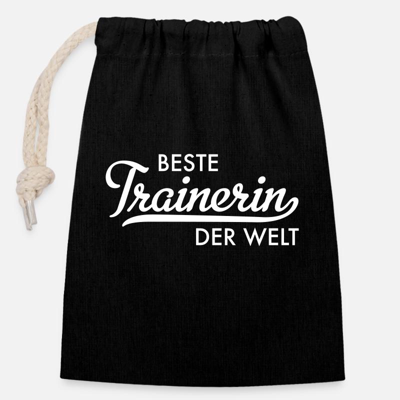 Beste Trainerin der Welt - Verschließbarer Geschenkbeutel aus Baumwolle (14x20cm) - Schwarz