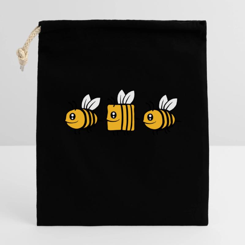bee different comic bee Closable cotton gift bag (14x20cm)