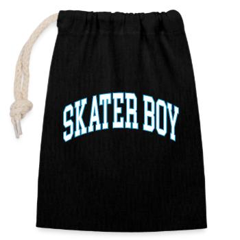 Skater Boy Skating Skatebo Bike - Closable cotton gift bag (14x20cm) - black - Front