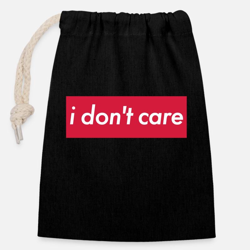 I Don’t Care - Verschließbarer Geschenkbeutel aus Baumwolle (14x20cm) - Schwarz