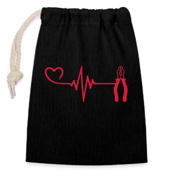 Pince Pulse Heart Love - Sac cadeau en coton avec cordon (14 x 20 cm) - noir - Devant
