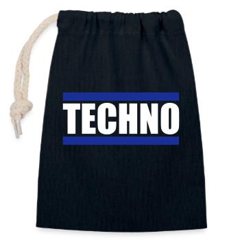 Techno Love Citation Dire Musique Fête Célébrer Logo - Sac cadeau en coton avec cordon (14 x 20 cm) - bleu marine - Devant