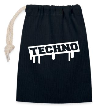 Techno Love Stamp Graffiti Dire Musique Fête - Sac cadeau en coton avec cordon (14 x 20 cm) - bleu marine - Devant