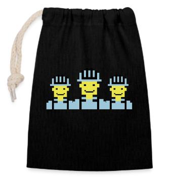 Construction Worker Pixel 02 - Closable cotton gift bag (14x20cm) - black - Front