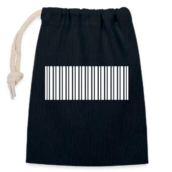 Code-barres - Sac cadeau en coton avec cordon (14 x 20 cm) - bleu marine - Devant