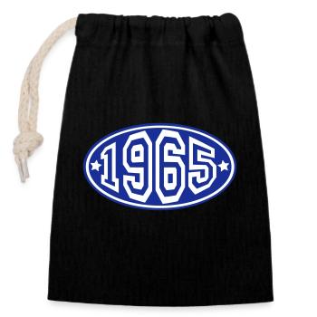 1965 - Sac cadeau en coton avec cordon (14 x 20 cm) - noir - Devant