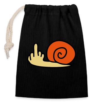 fuck_off_snail - Verschließbarer Geschenkbeutel aus Baumwolle (14x20cm) - Schwarz - Vorne