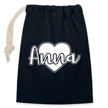 Anna Vorname Herz - Verschließbarer Geschenkbeutel aus Baumwolle (14x20cm) - Navy - Vorne