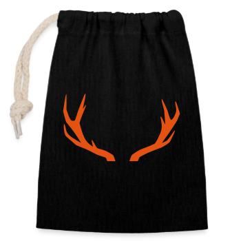 Bois de cerf - Sac cadeau en coton avec cordon (14 x 20 cm) - noir - Devant