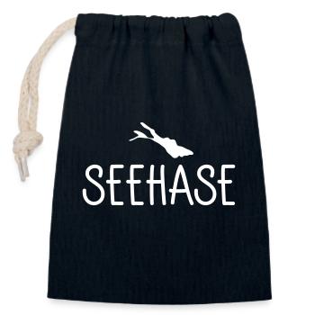 Seehase - Verschließbarer Geschenkbeutel aus Baumwolle (14x20cm) - Navy - Vorne