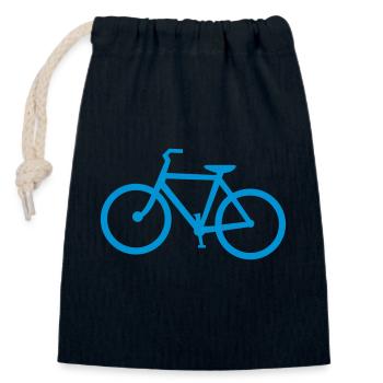 Blaues Fahrradfahrrad mit Pedalen - Verschließbarer Geschenkbeutel aus Baumwolle (14x20cm) - Navy - Vorne
