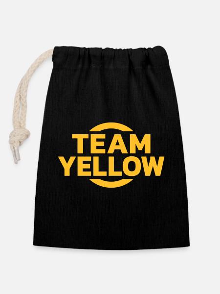 Team Yellow - Verschließbarer Geschenkbeutel aus Baumwolle (14x20cm) - Schwarz