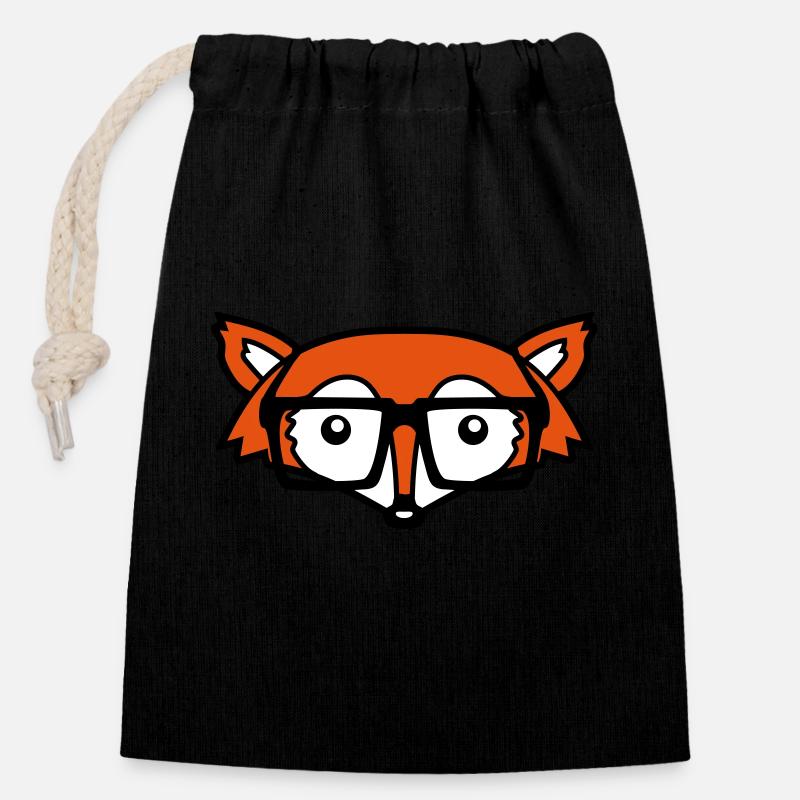 Geek fox head - Closable cotton gift bag (14x20cm) - black
