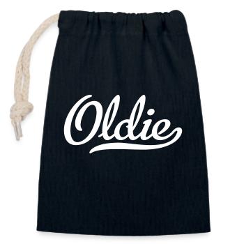 oldie - Closable cotton gift bag (14x20cm) - navy - Front