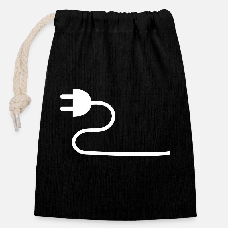 Fiche pour une prise - Sac cadeau en coton avec cordon (14 x 20 cm) - noir