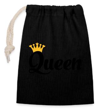 queen - Closable cotton gift bag (14x20cm) - black - Front