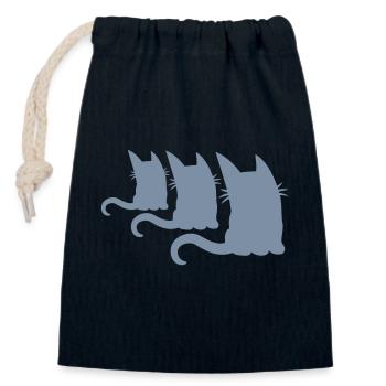 Crew 3 small cats - Closable cotton gift bag (14x20cm) - navy - Front