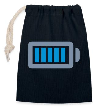 Energy battery fully charged - Closable cotton gift bag (14x20cm) - navy - Front
